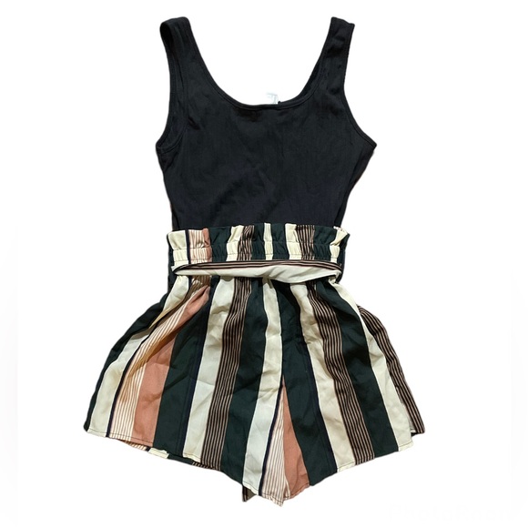 SOLY HUX Striped Belted Tank Romper - Picture 5 of 5